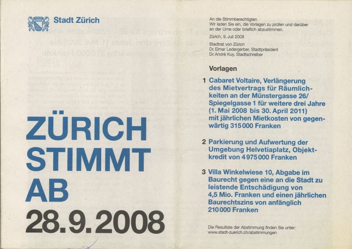 Abstimmungsbroschüre Stadt Zürich 2008
